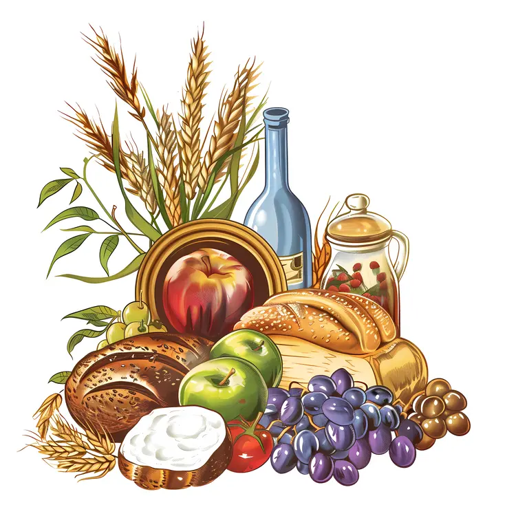 Bountiful Harvest with Bread and Wine
