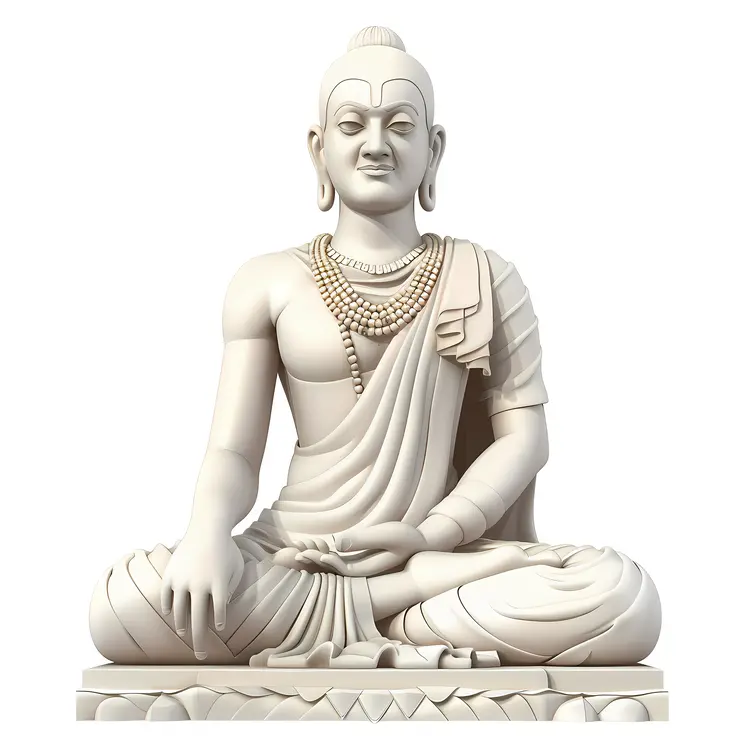 White Marble Meditating Buddha