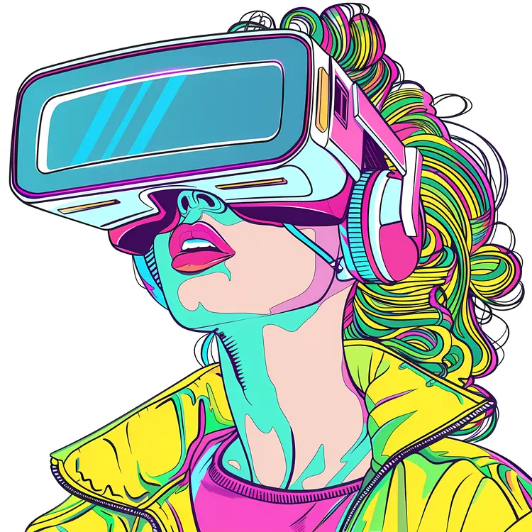 Colorful VR Headset with Headphones