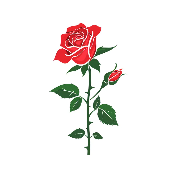 Red Rose with Bud