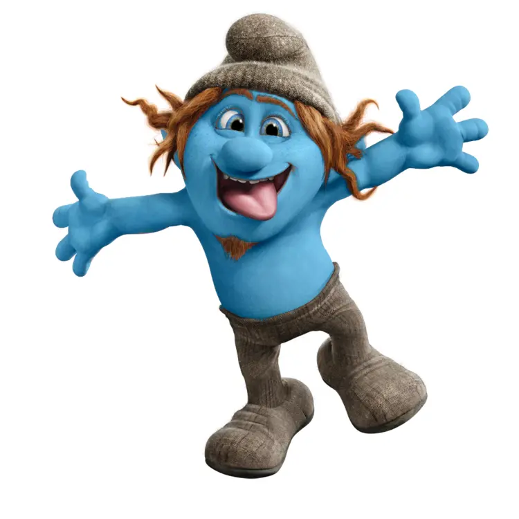 Blue Cartoon Character with Brown Hat