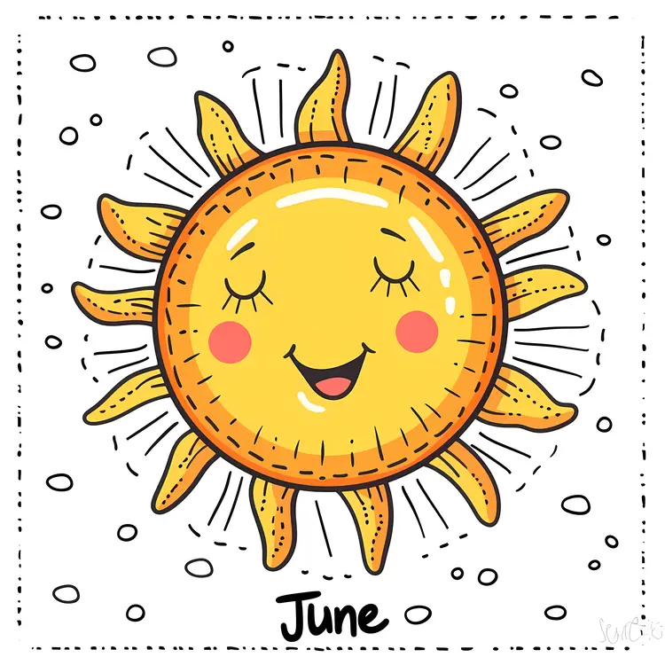 June Text with Smiling Sun