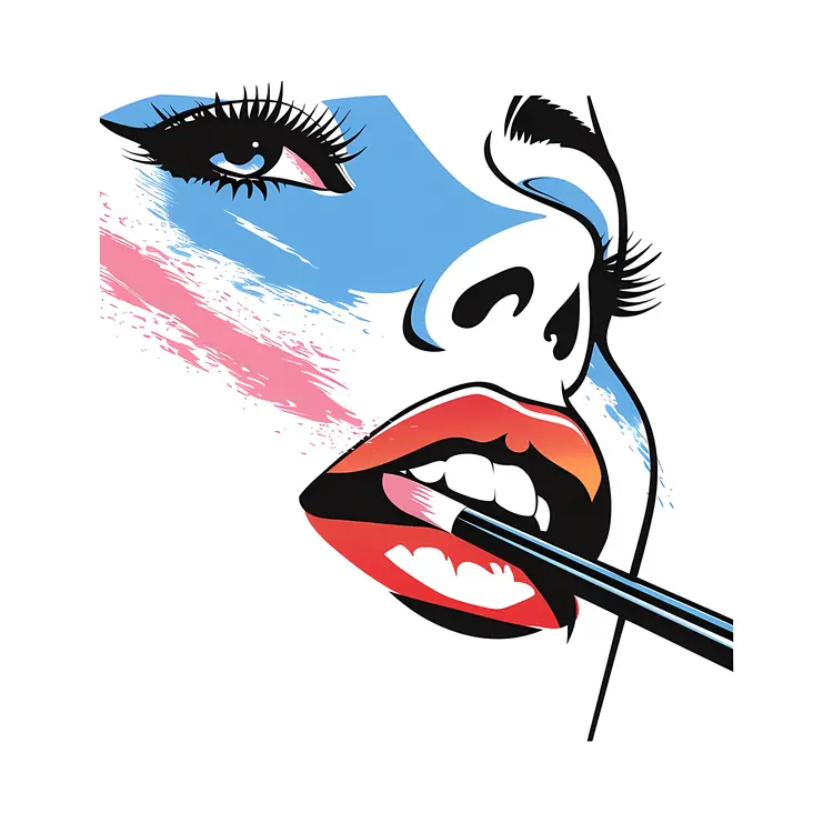 Colorful Face with Lipstick