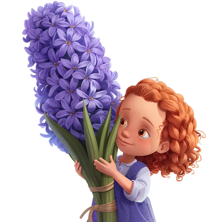 Girl Holding a Big Purple Flower