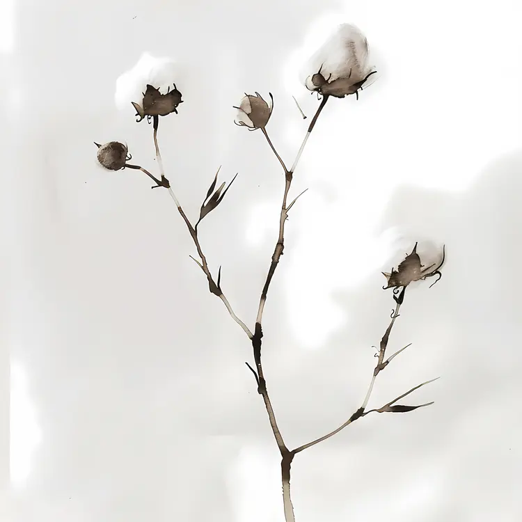 Minimalist Cotton Plant Art