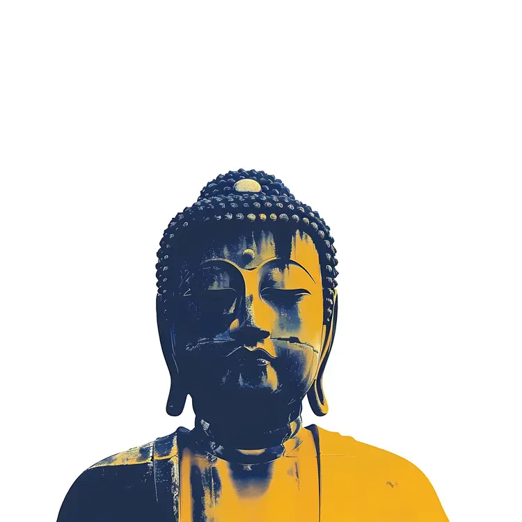 Blue and Yellow Buddha Statue Illustration