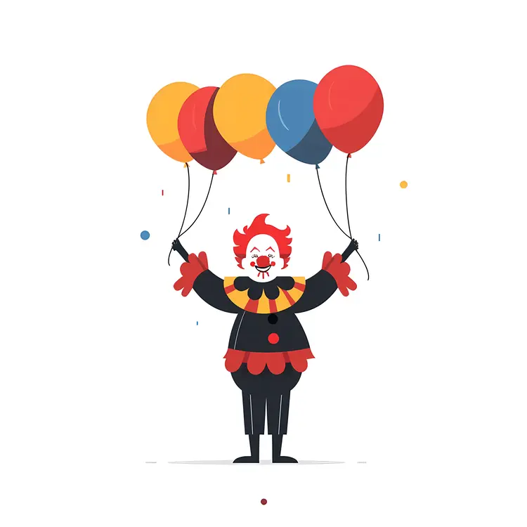 Colorful Clown Holding Balloons