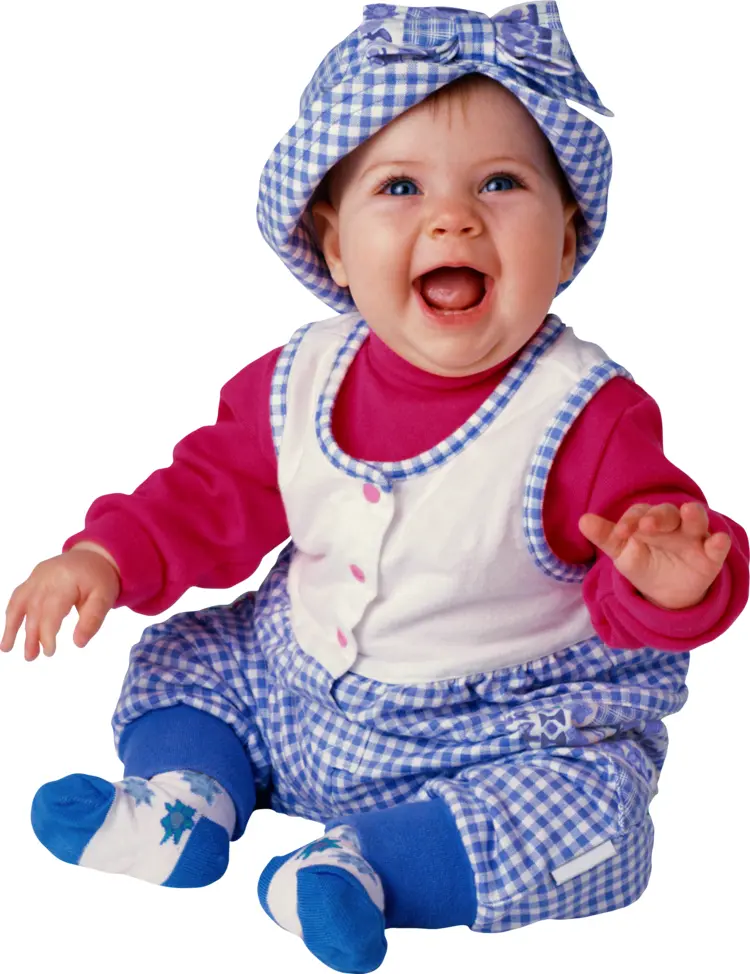 Smiling Baby in Blue Outfit