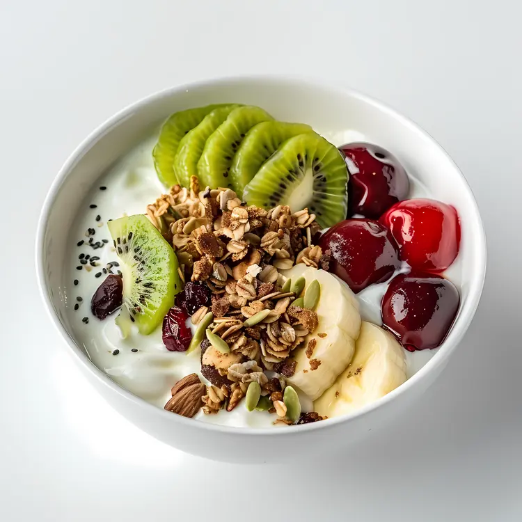 Yogurt Bowl with Kiwi and Cherries