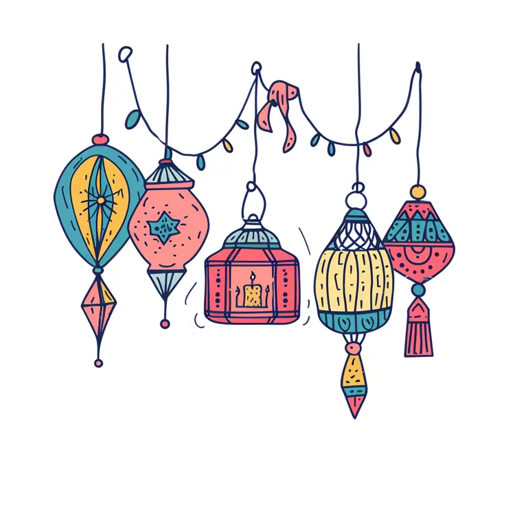 Colorful Hanging Lanterns for Islamic New Year