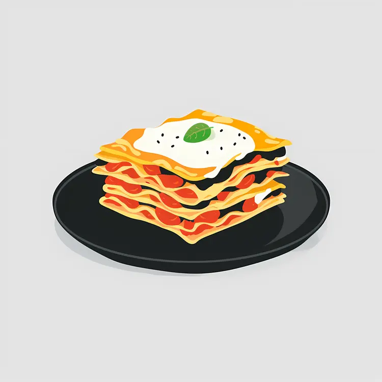 Delicious Lasagna on Black Plate