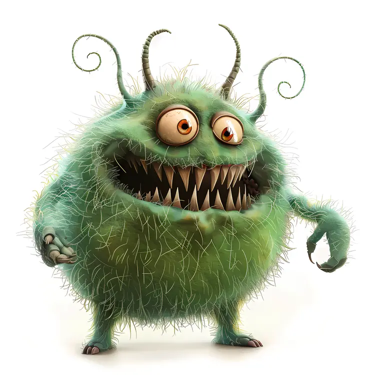 Green Furry Monster with Big Eyes