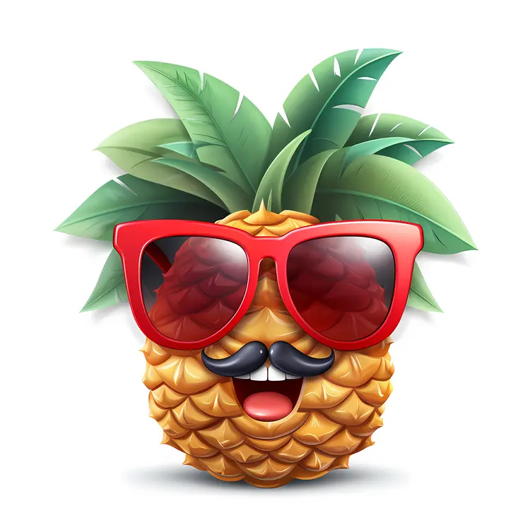 Pineapple with Sunglasses and Mustache