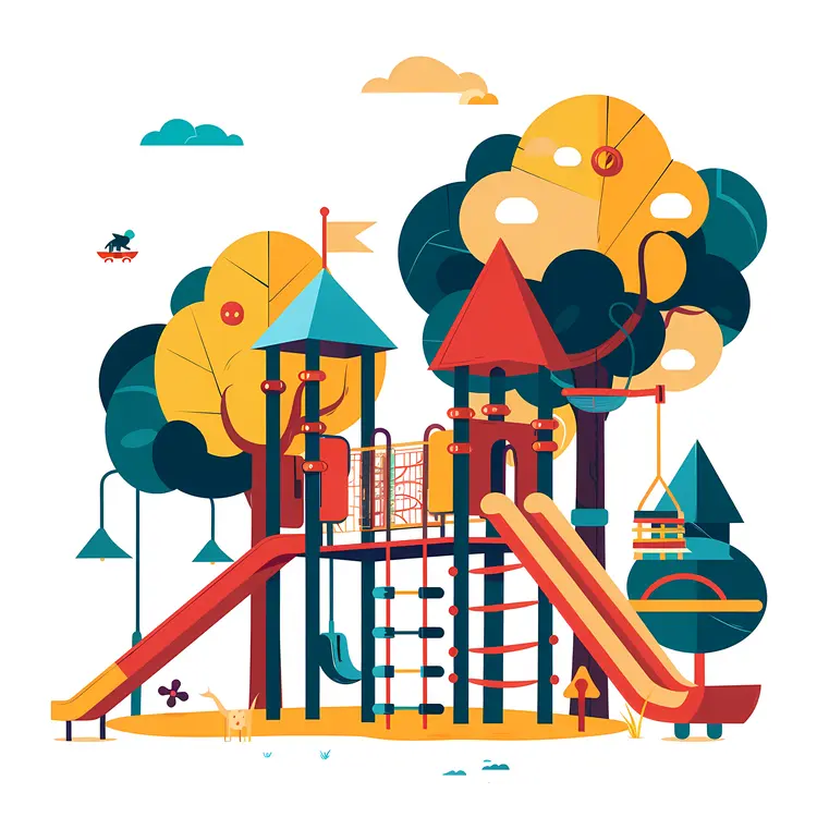 Playground with Tall Slides