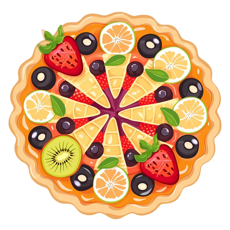 Fruit Tart with Sliced Oranges and Strawberries