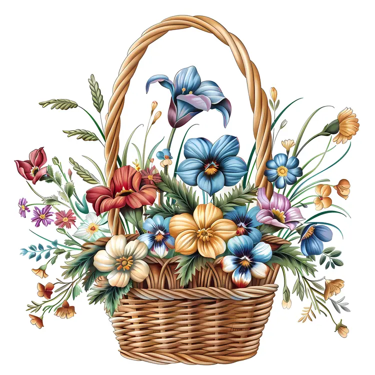 Colorful Flower Basket Arrangement