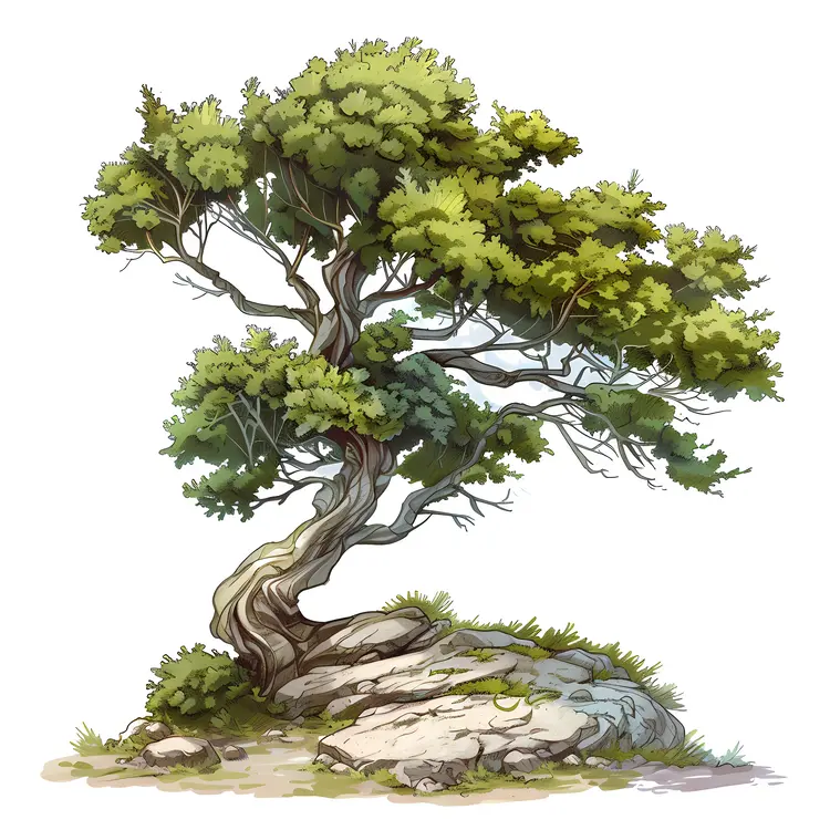 Twisted Tree on Rocky Ground