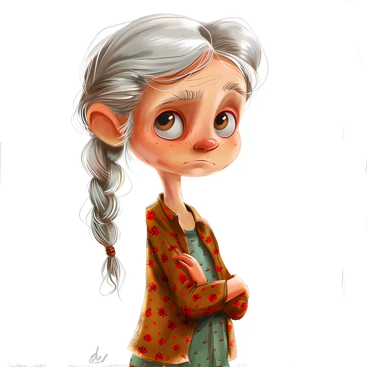 Cute Elderly Woman Cartoon Character