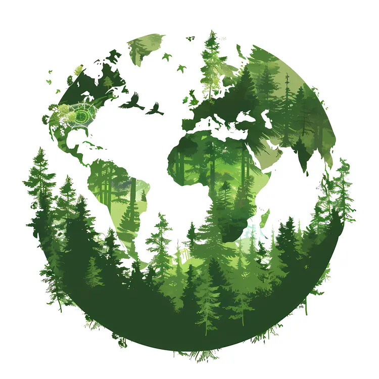 Earth with Forest Illustration