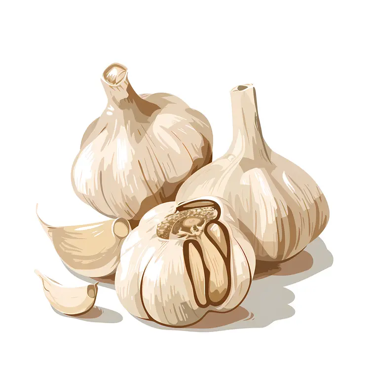 Garlic Bulbs and Cloves Illustration