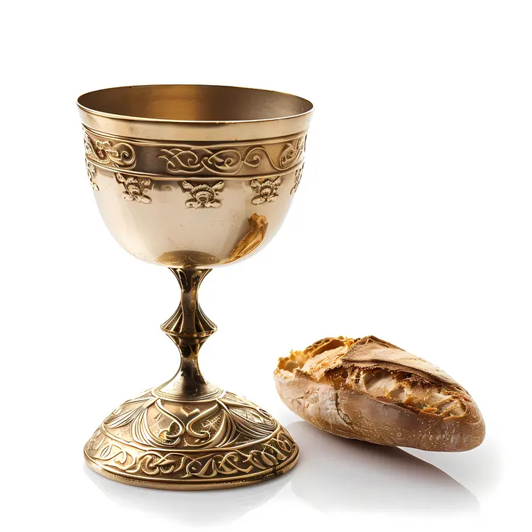 Golden Chalice and Bread for Communion
