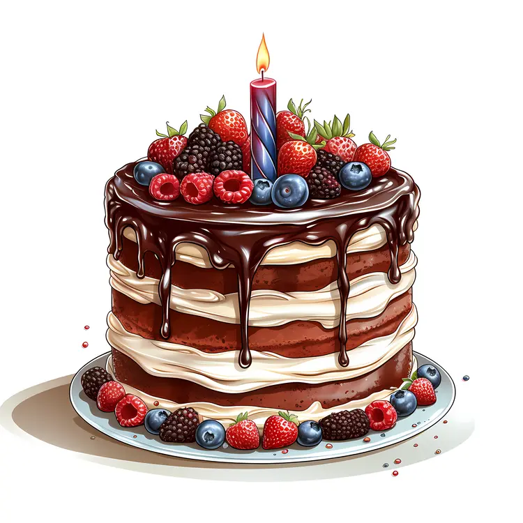 Scrumptious Birthday Cake with Berries