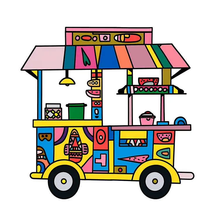 Colorful Food Cart for Street Food