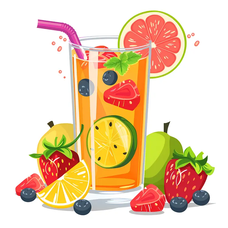 Refreshing Mixed Fruit Juice with Berries