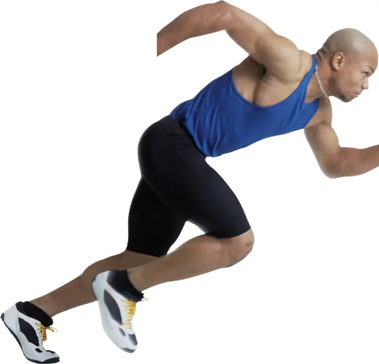 Sprinter in Blue Tank Top