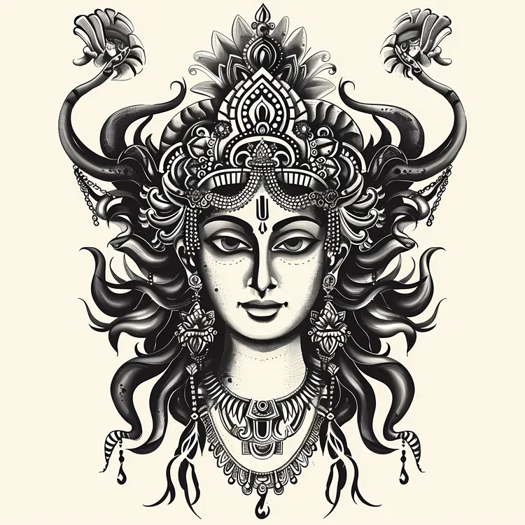 Black and White Goddess Illustration