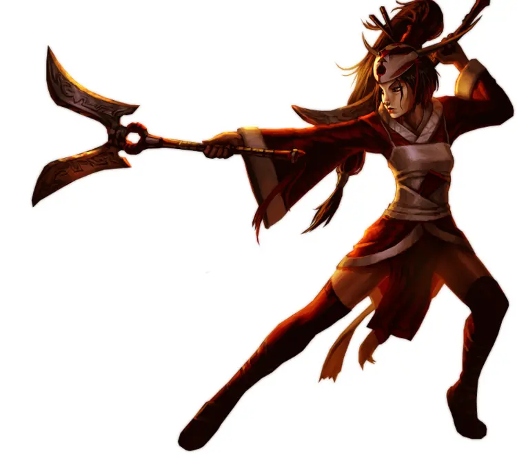 Female Warrior with Polearm in Battle Stance