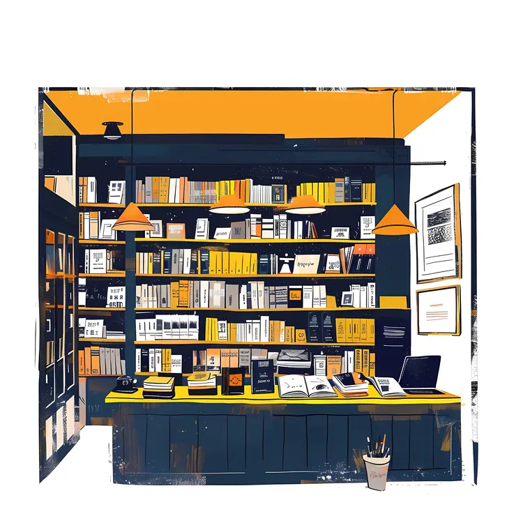 Colorful Bookshelf in a Cozy Library