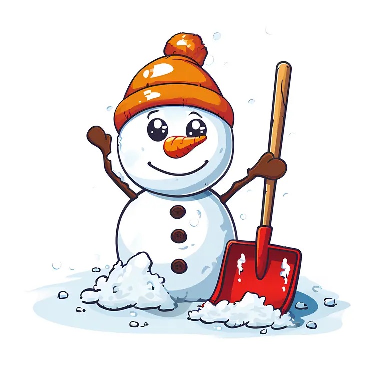 Snowman with Red Shovel