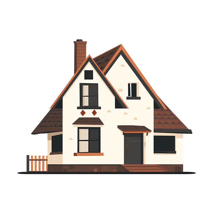 Small Cute Doodle House with Brown Roof