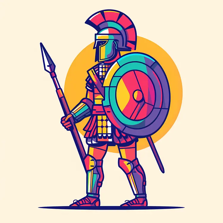 Colorful Spartan Warrior Illustration