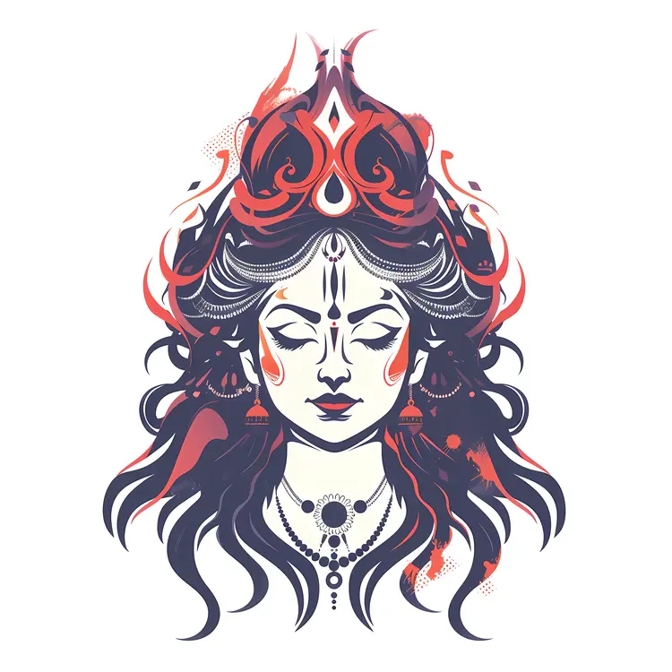 Meditative Woman with Flaming Hair