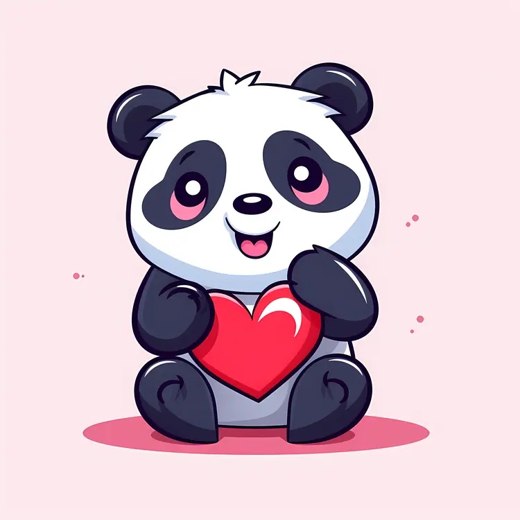 Cute Panda with Heart for Valentine's Day