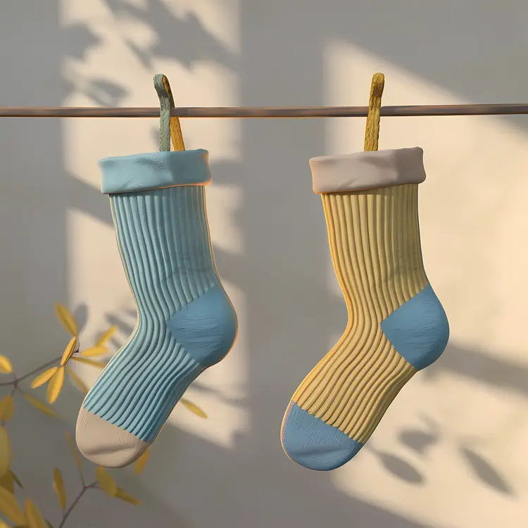 Colorful Socks Hanging on a Clothesline