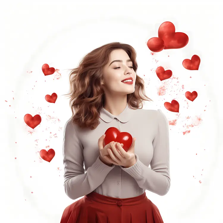 Smiling Woman with Hearts