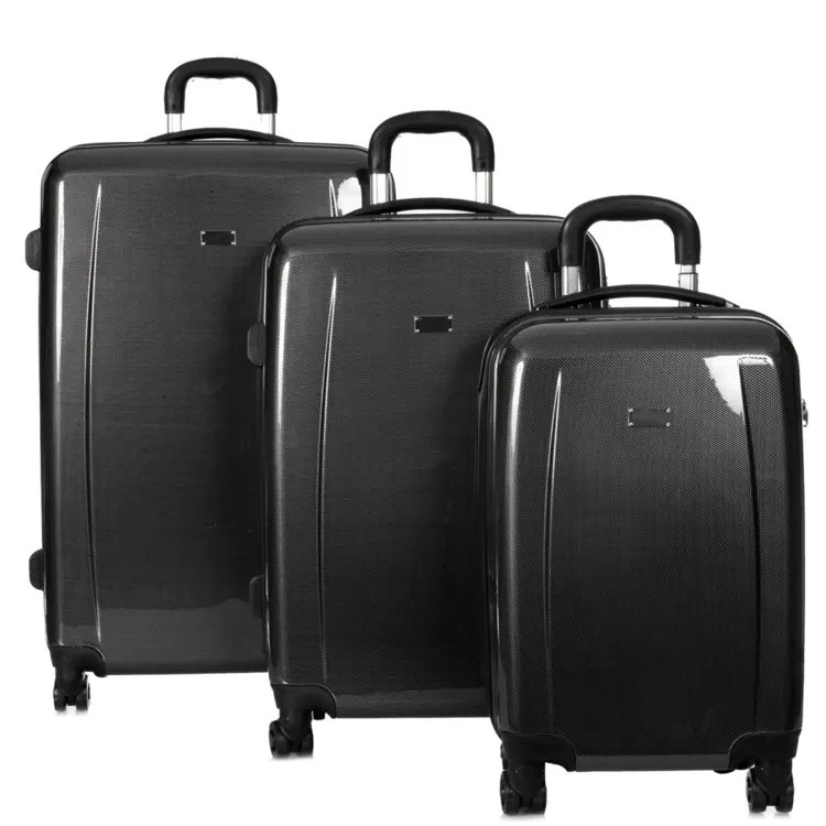 Set of Black Suitcases for Travel