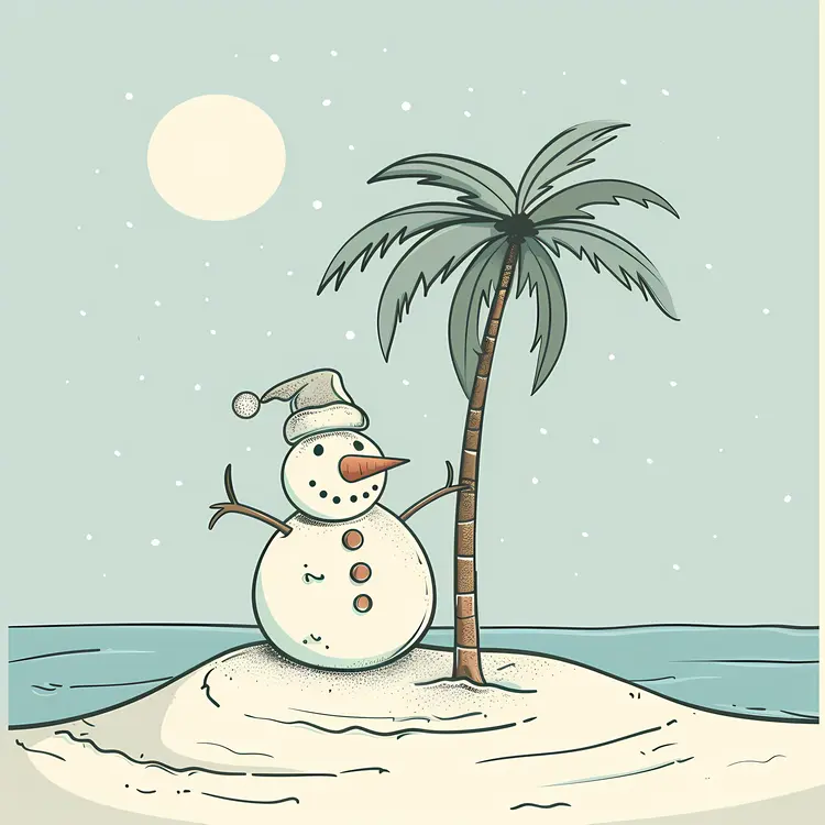 Snowman on Tropical Beach