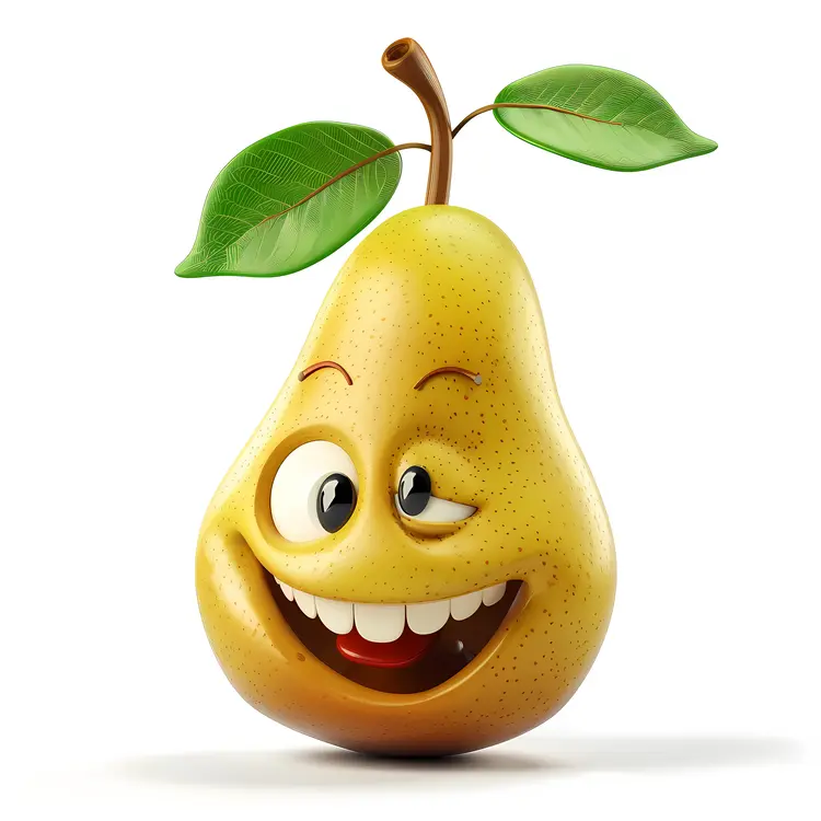 Winking Pear with Leaf