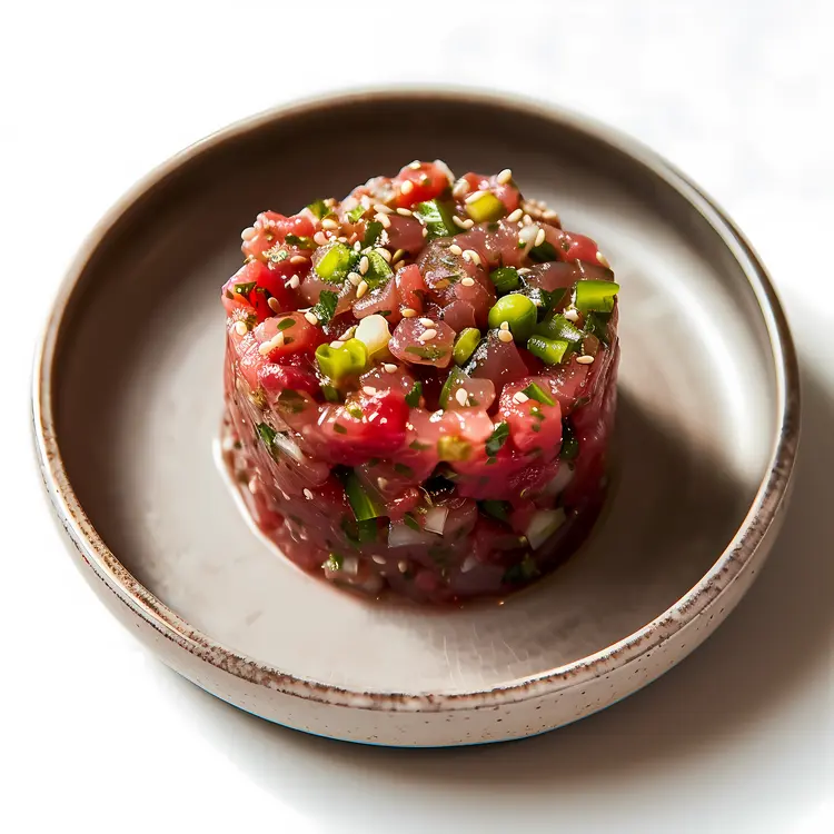 Beef Tartare with Green Onion and Sesame Seeds