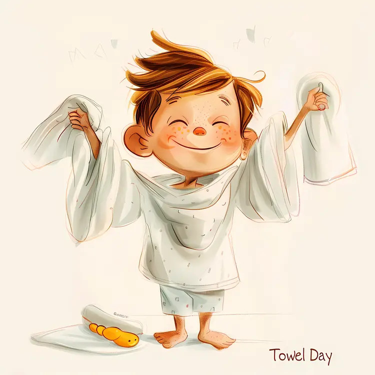 Happy Boy Celebrating Towel Day