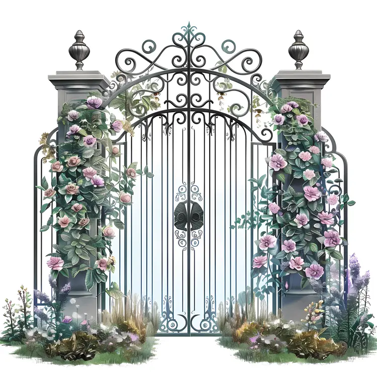 Classic Floral Gate with Pink Roses