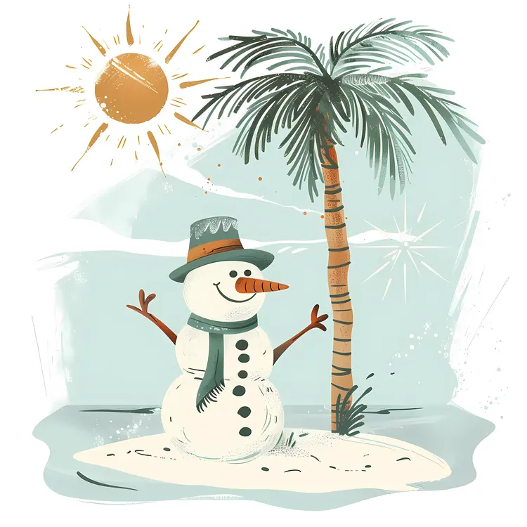 Snowman on a Tropical Beach