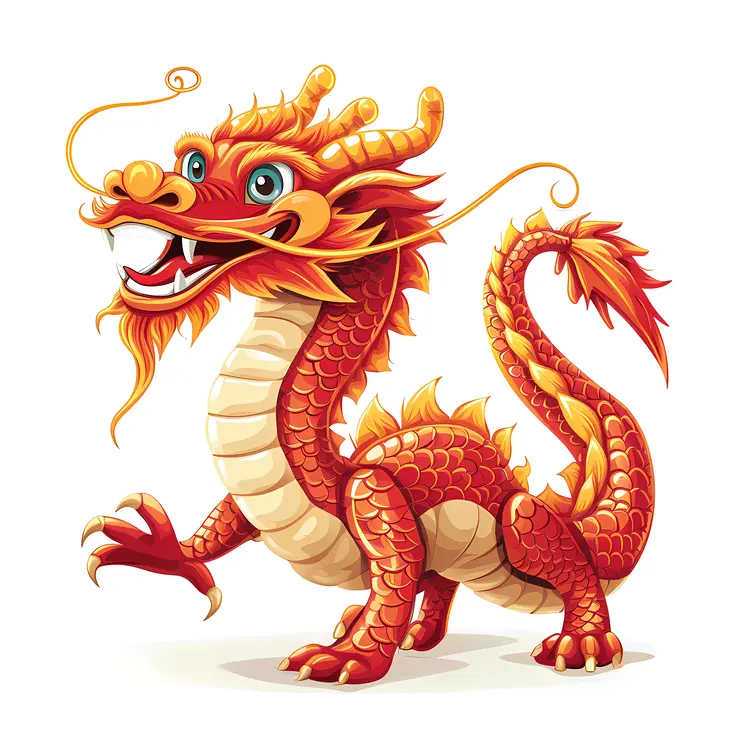 Adorable Red Dragon Illustration