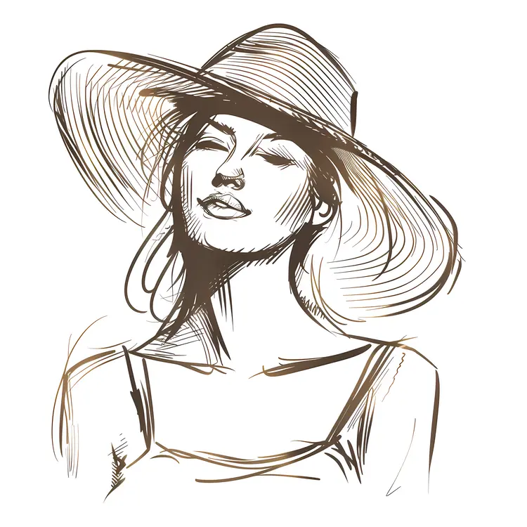 Stylish Sketch of Woman in Hat