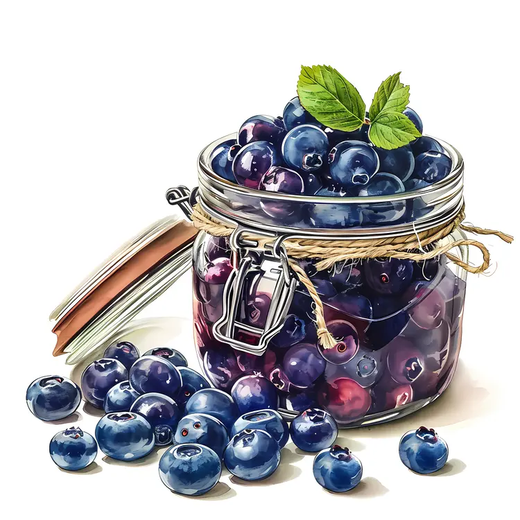Fresh Blueberries in Glass Jar