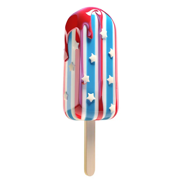 Patriotic Popsicle with Stars and Stripes